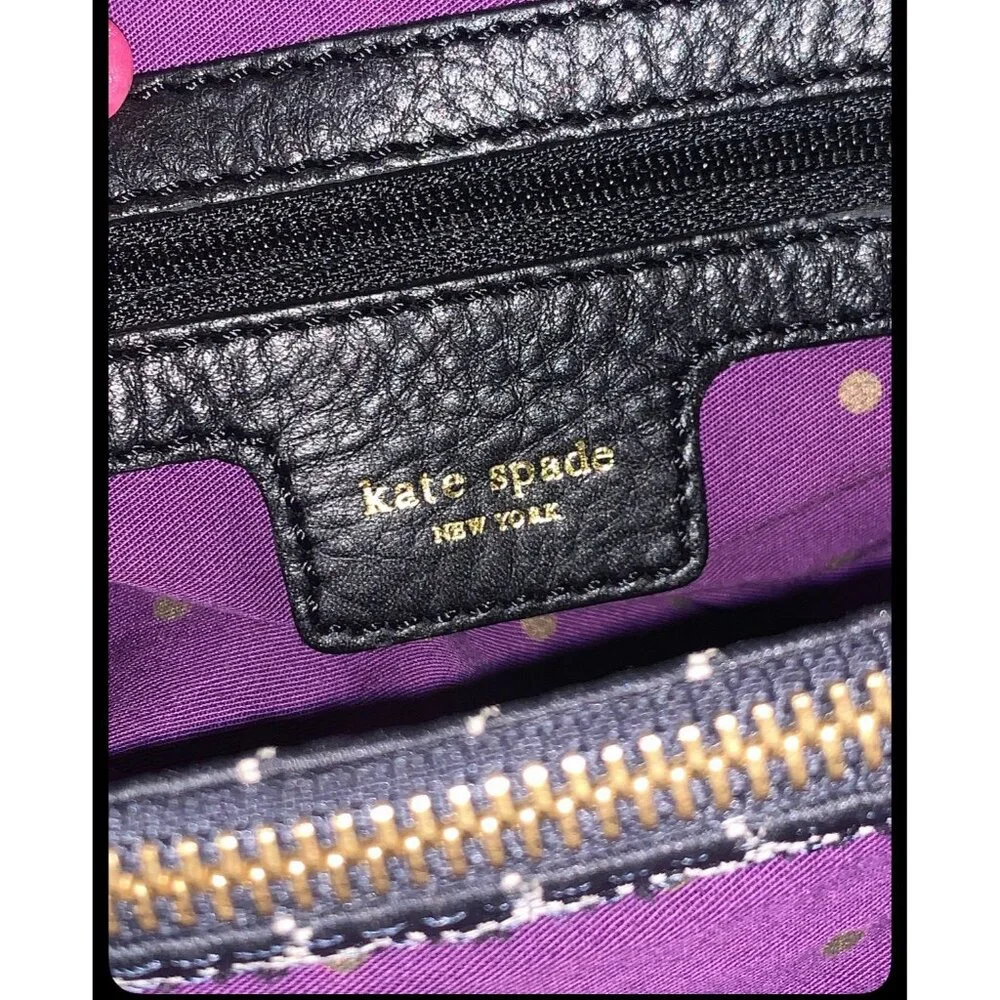 Vintage Y2K Kate Spade Black Canvas/black Leather Shoulder Bag Purple Yellow